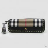 Burberry Check Clutch  Bag 35284331 With Black Leather and Rivets