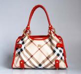 Burberry canvas with red patent leather 6289 shoulder bags