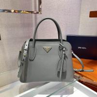 Prada 9091 leather coffee handbag