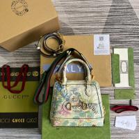 Gucci light-coffee signature cowskin handbag 162163