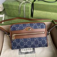 Gucci gold canvas with gold leather travel bag 153240