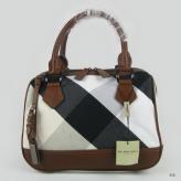 Burberry Check Tote 33713070 With Brown Leather Handbag