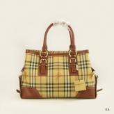 Burberry Tote Bag 8818 With Brown Leather Trim
