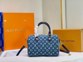 Louis Vuitton embossed scrubbing handbag dark coffee