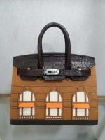 Hermes Cowhide Leather Shopper Bag apricot 1046