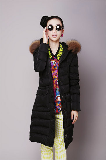 2013 New styles Moncler Womens Coats Black Long Warm 013